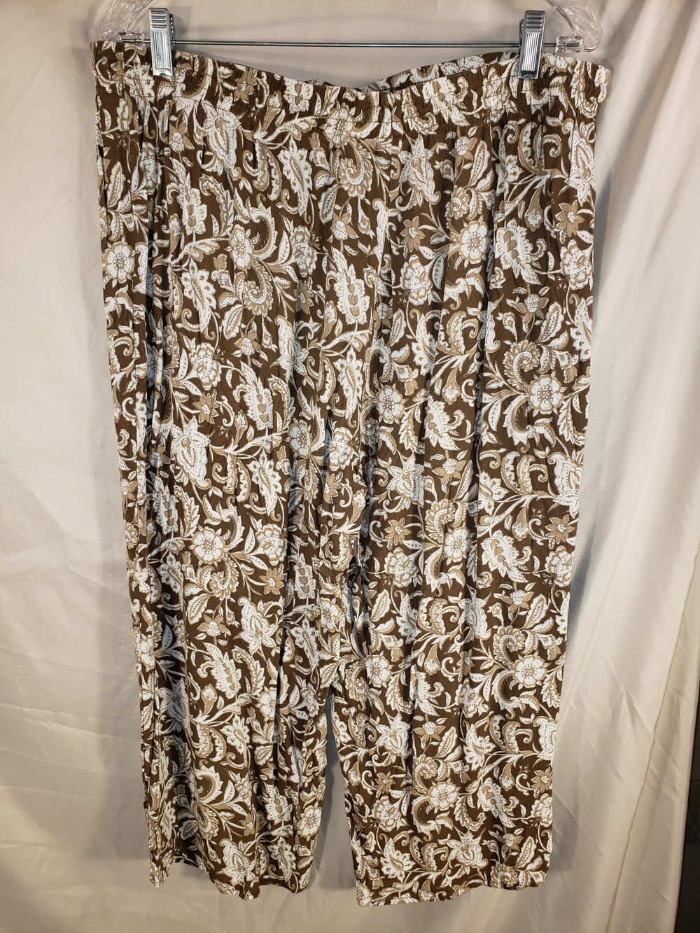 Women's Ruby Rd. Brown Floral Wide-Leg Pants - 1X